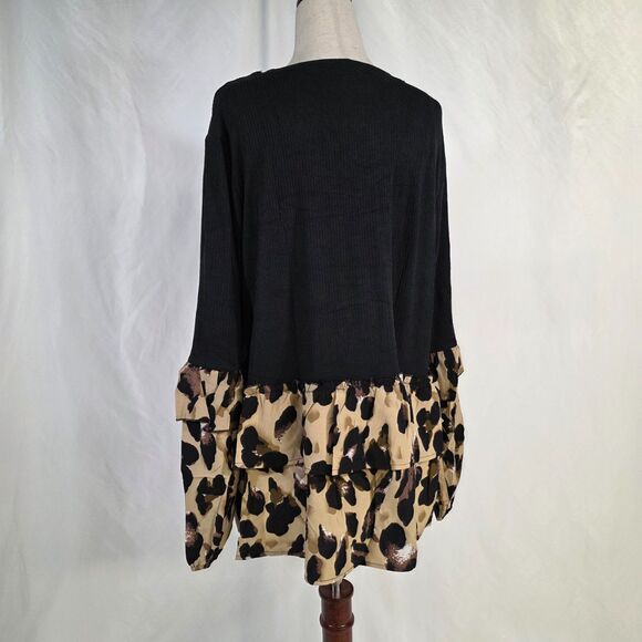 KoJooin Leopard Flowing Ribbed Soft Tunic Top New with Tags Size Large - Picture 7 of 12